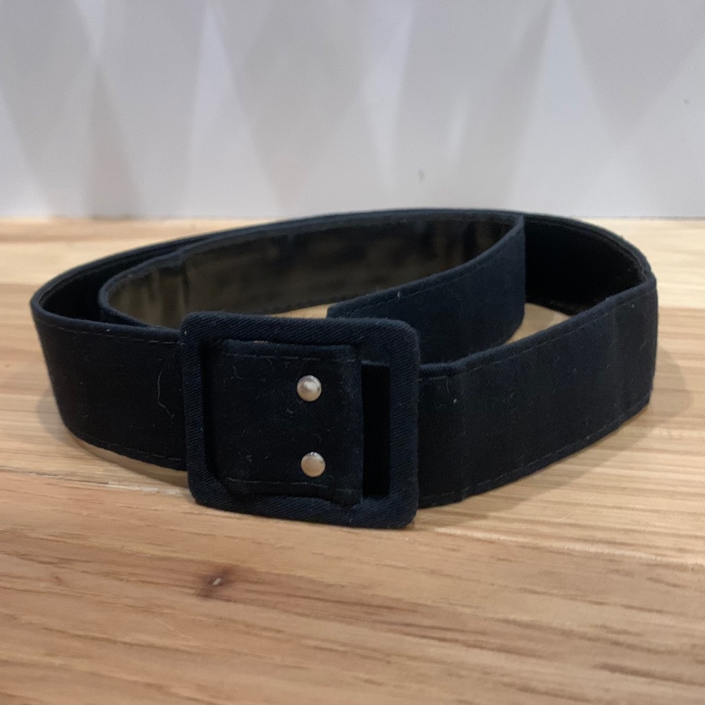 Vintage 80s black monochrome fabric belt